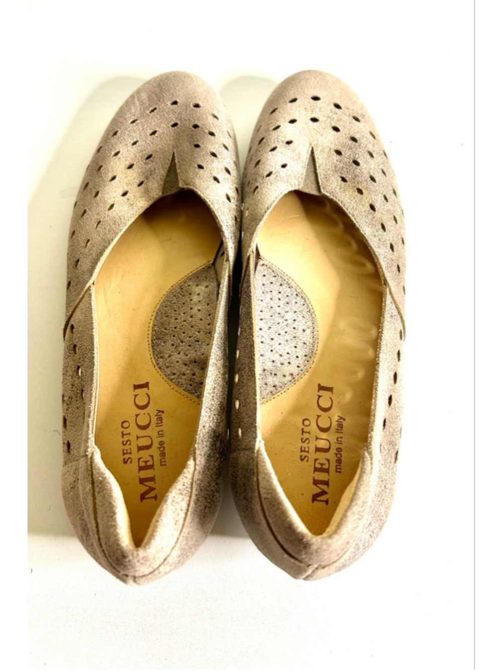 $275 Sesto Meucci Brad Comfort Tan Suede Ballet Flats Women Size 7.5N